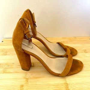 Aldo tan suede heeled sandal, 6.